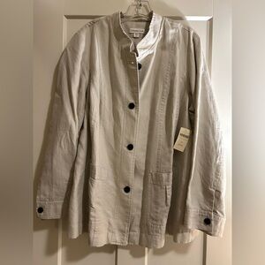 Coldwater Creek Light Tan Linen Jacket with Brown Buttons